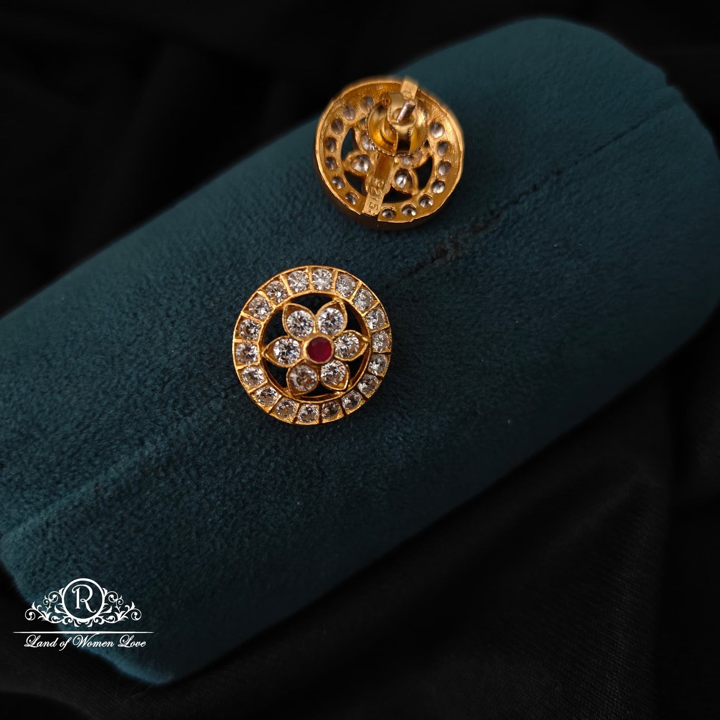 Silver white stone stud earrings -RCM326