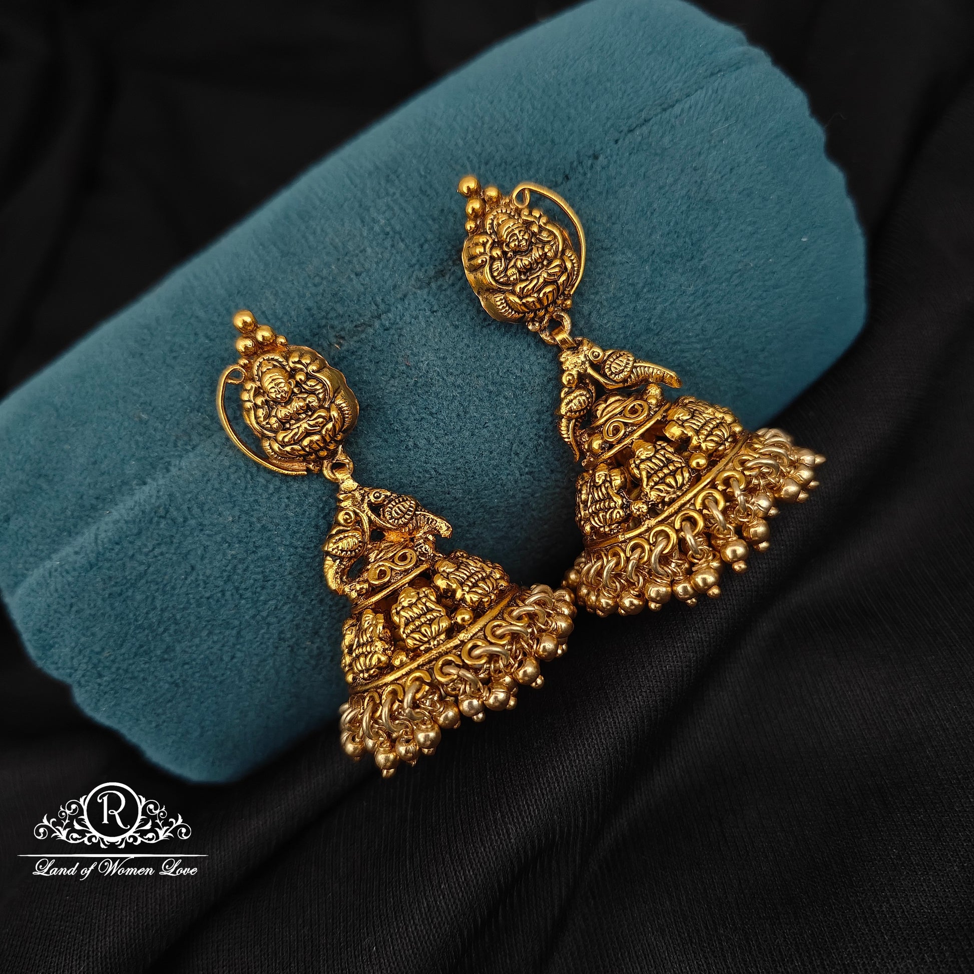 jhumka silver lakshmi devi antique with gold finishing jhumkas 92.5 silver ramala jewelry / ramala collections
