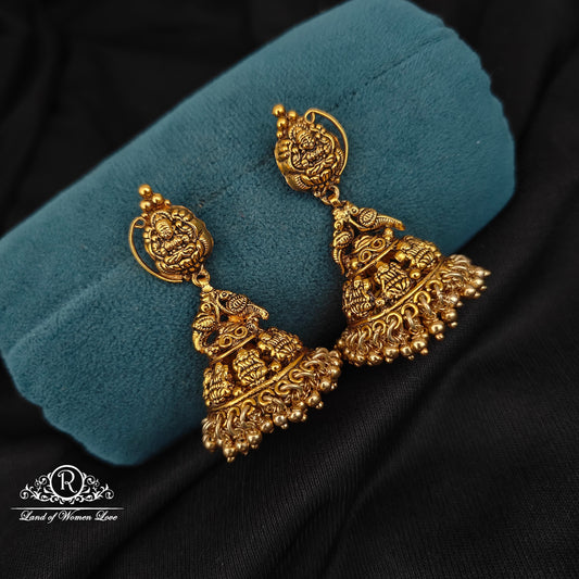 jhumka silver lakshmi devi antique with gold finishing jhumkas 92.5 silver ramala jewelry / ramala collections