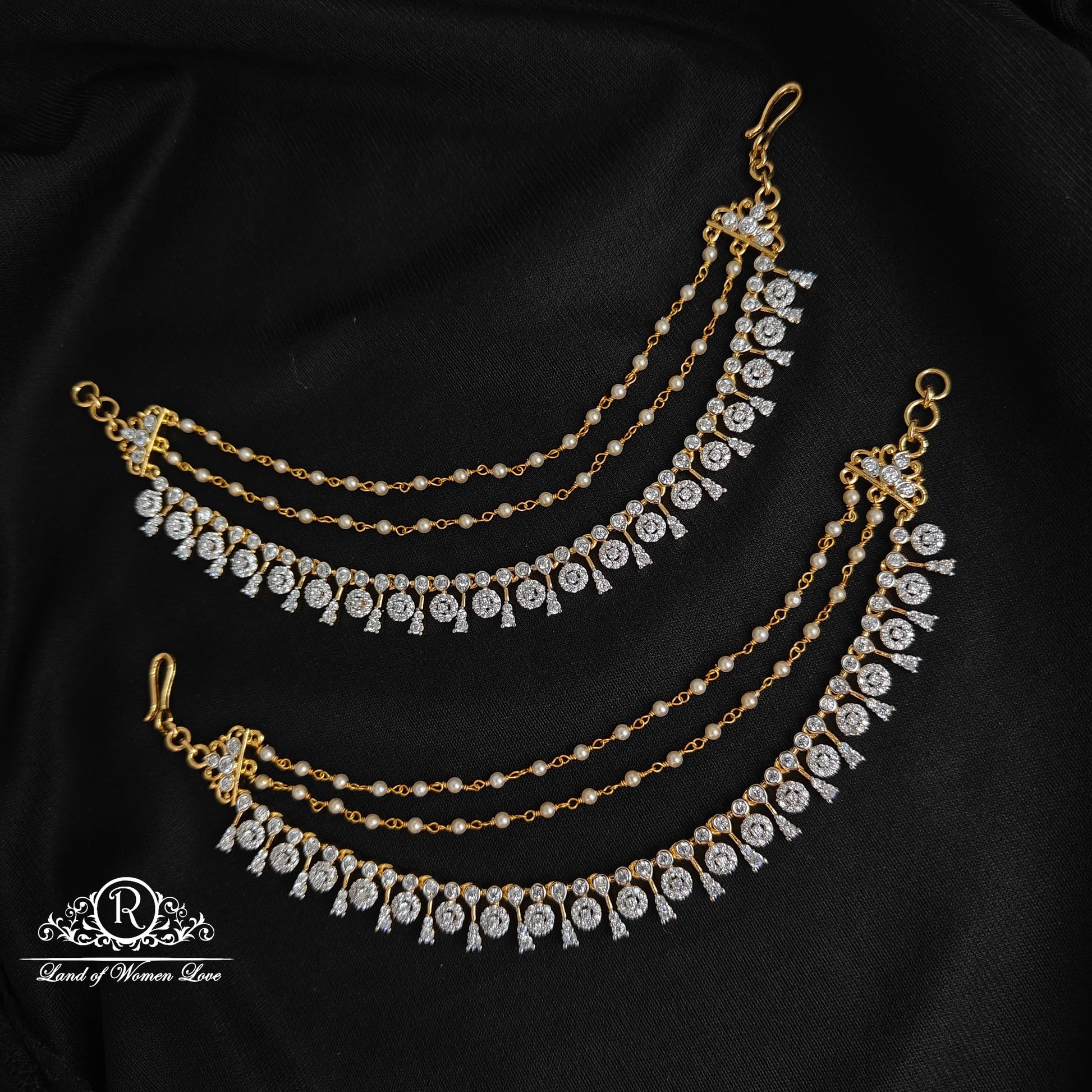 silver diamond finishing earchains-rccp269 92.5 silver ramala jewelry / ramala collections