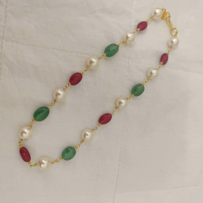 chain silver pearl chain - rch304 ruby 92.5 silver ramala jewelry / ramala collections