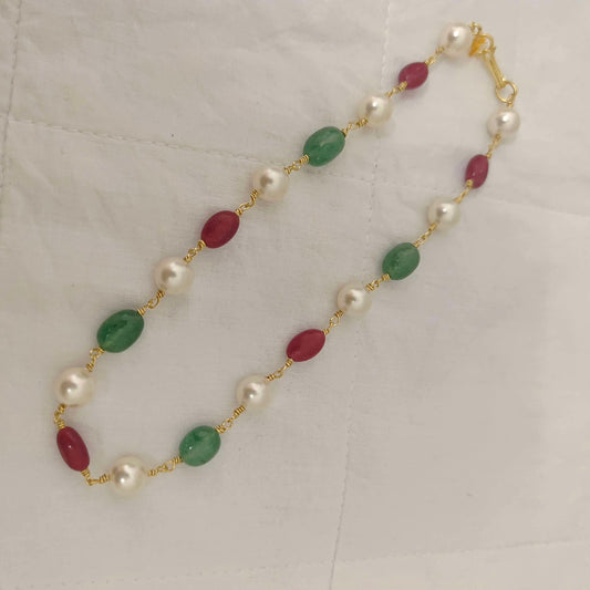 chain silver pearl chain - rch304 ruby 92.5 silver ramala jewelry / ramala collections