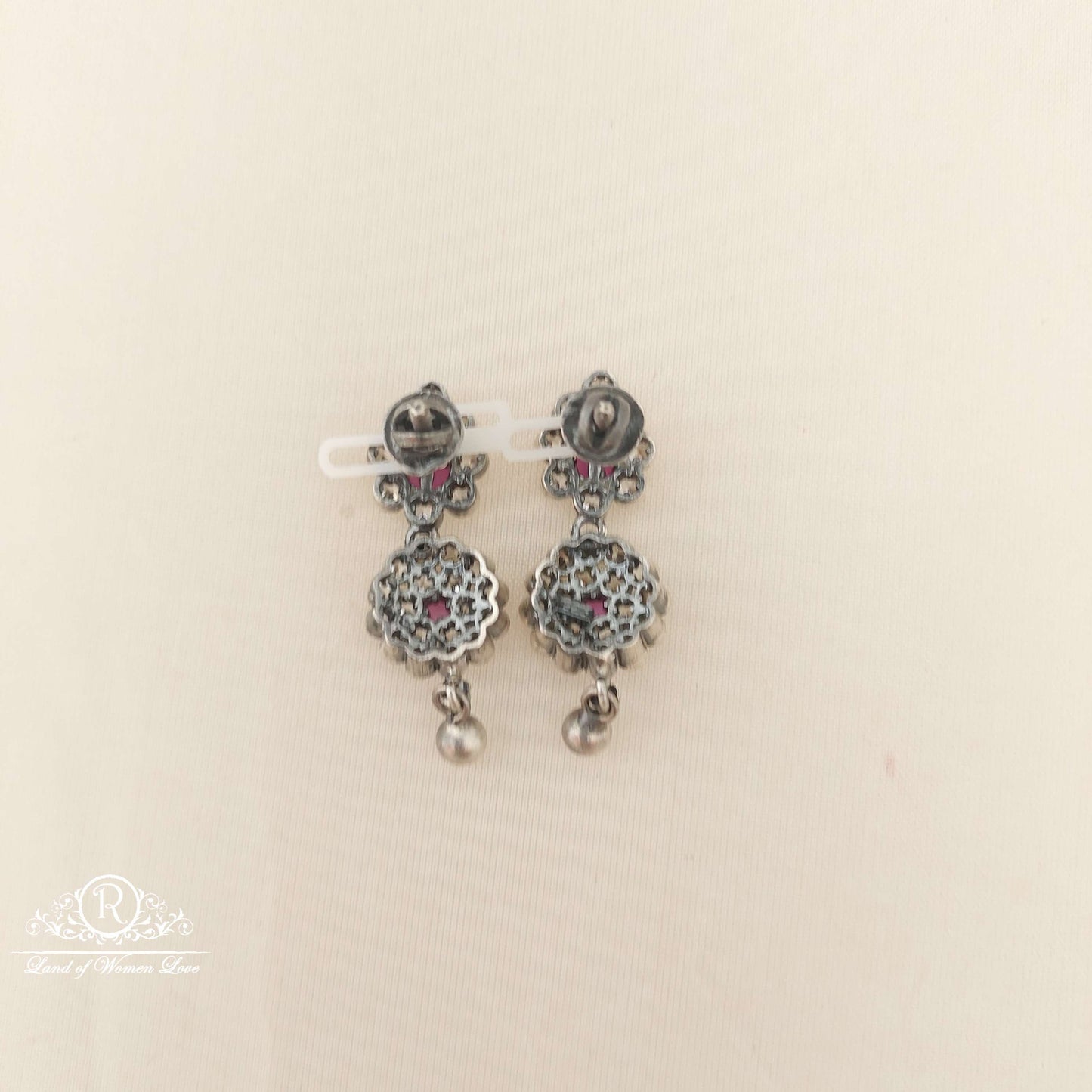 Silver White Stones Earrings-M316