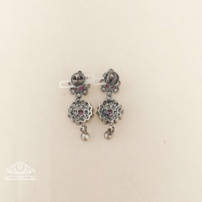 Silver White Stones Earrings-M316