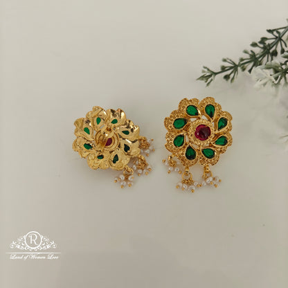 Flower design Silver Earrings-RCH706