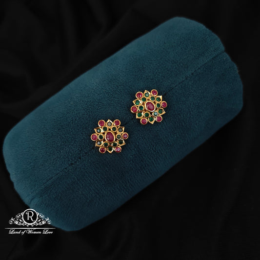 earrings 92.5 silver ruby and green cz-'s earrings ruby 92.5 silver ramala jewelry / ramala collections