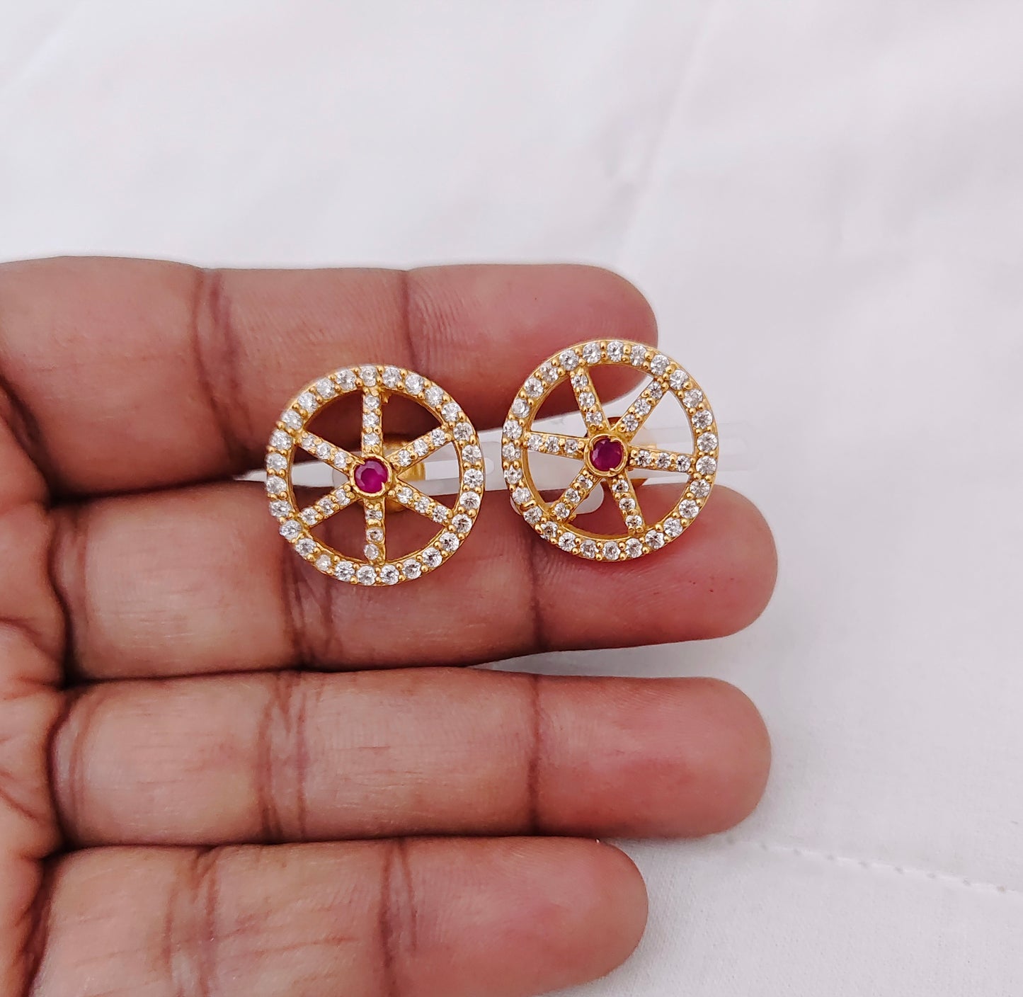 Silver base gold polish Earrings -RCM544