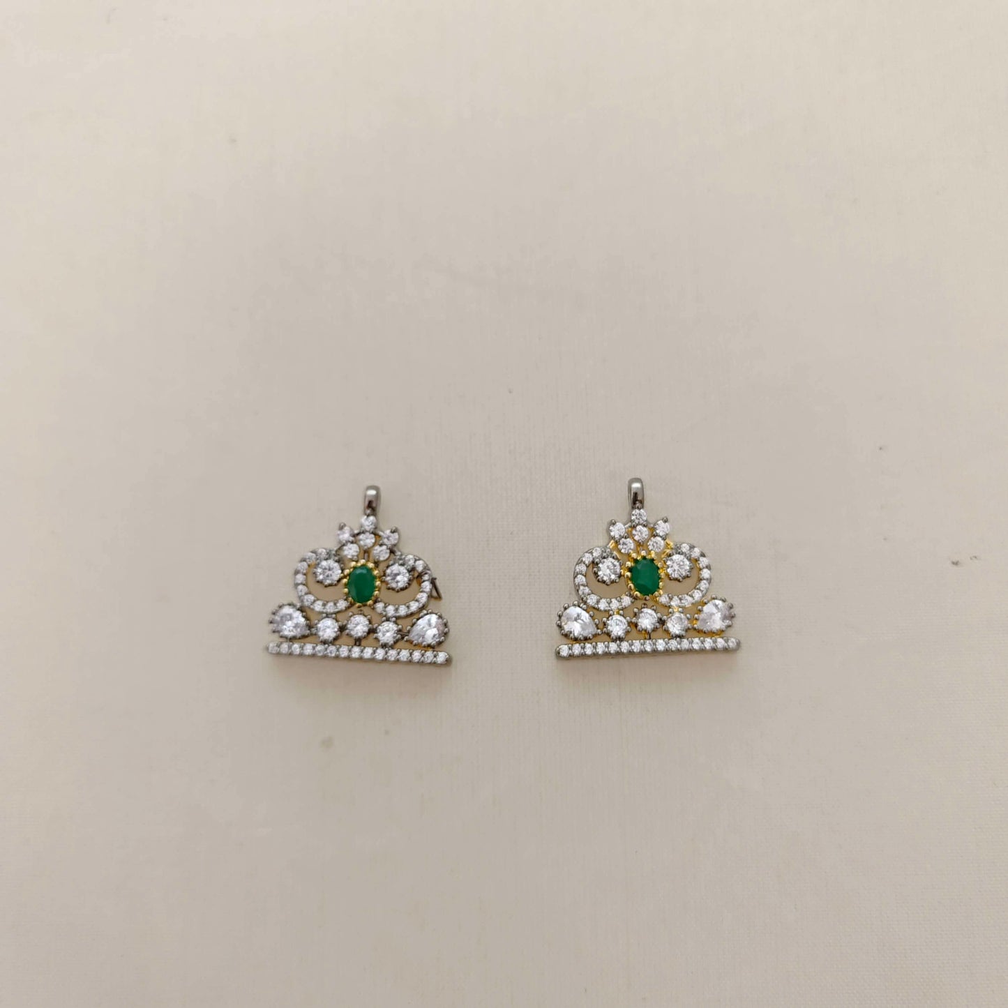 Silver CZ-stone victorian side lockets -RCD307