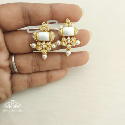 Silver CZ- With Pearls Necklace With Earrings-C100C106