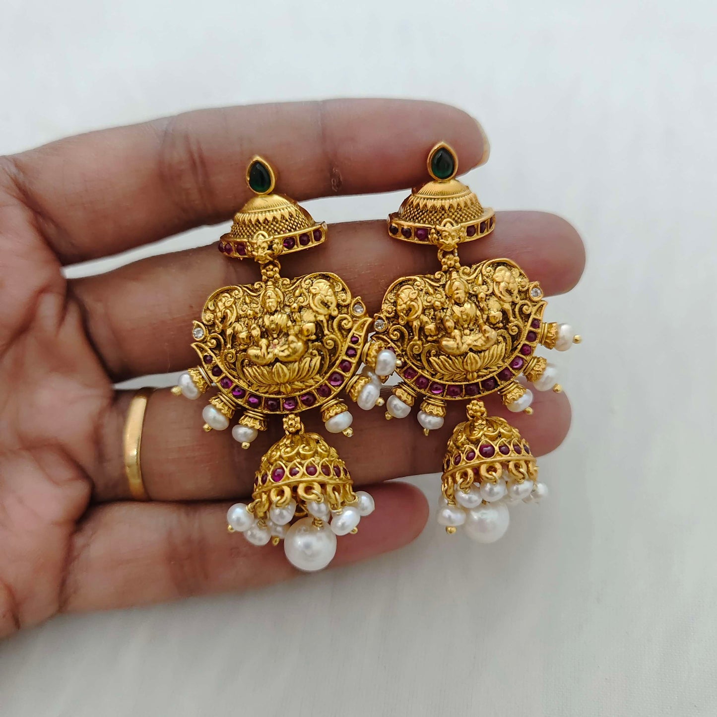 Silver Lakshmi Devi earrings -RCT166