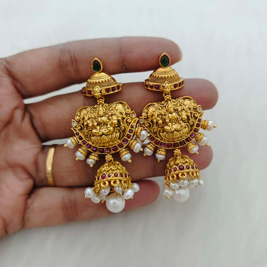 Silver Lakshmi Devi earrings -RCT166