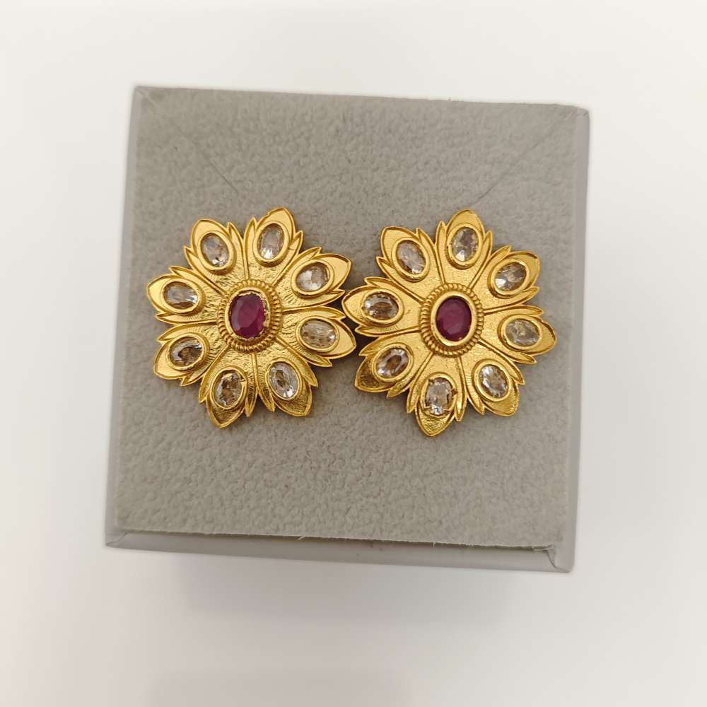 Silver White Stones Stud Earrings-RCJR597