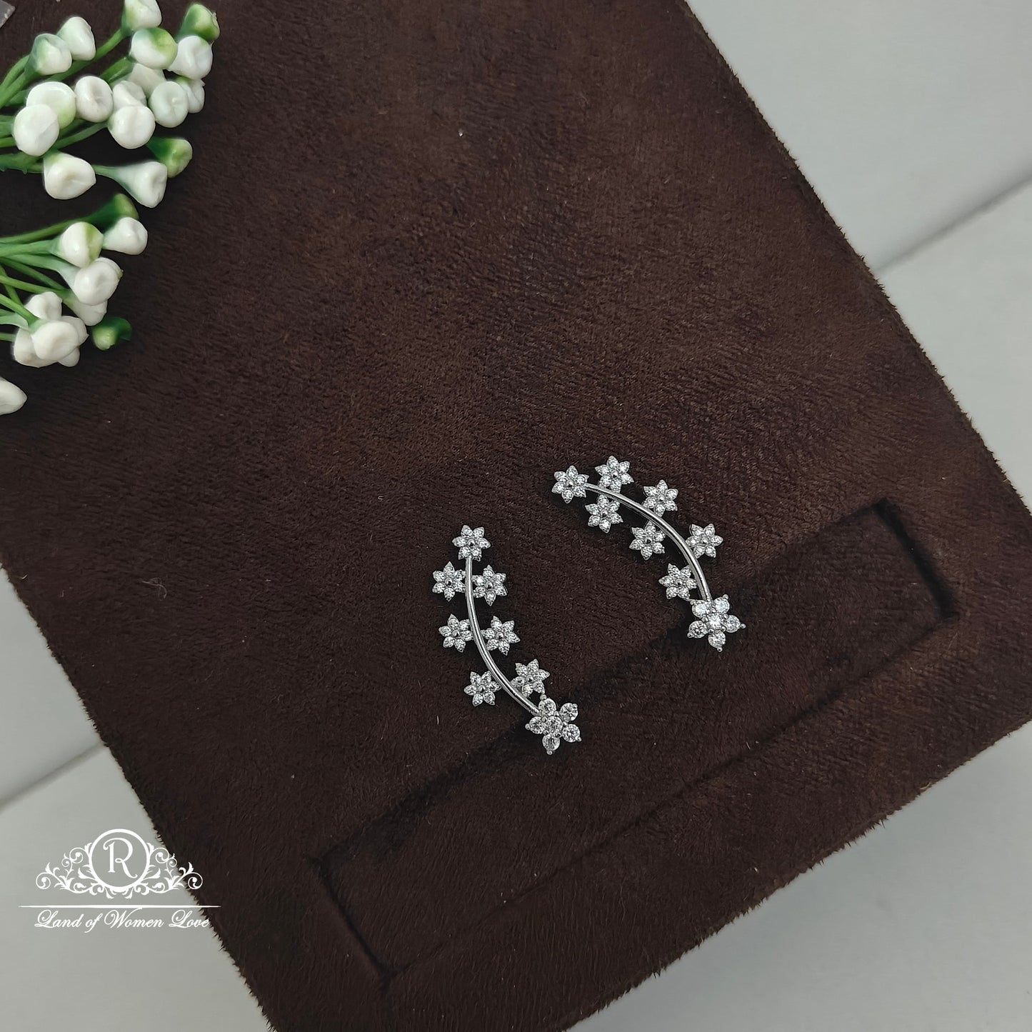 earrings silver ear cuffs-rchs50-2 cz 92.5 silver ramala jewelry / ramala collections