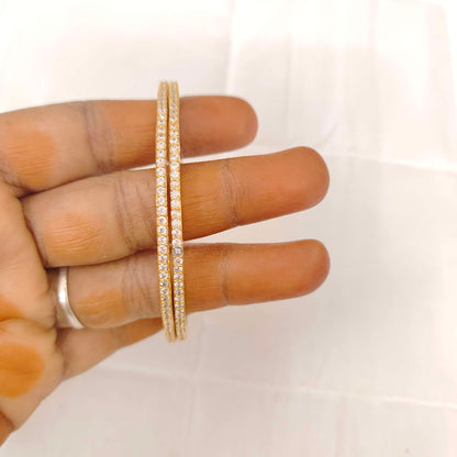 Silver White Stones Bangles-RCV114