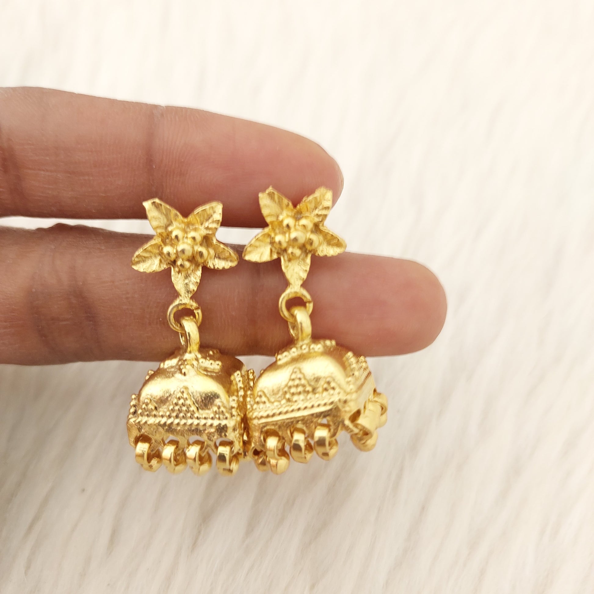 earrings silver gold jhumkas-c007 92.5 silver ramala jewelry / ramala collections