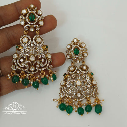 Silver Victorian Moissanite Peacock Design Earrings-RCZ34