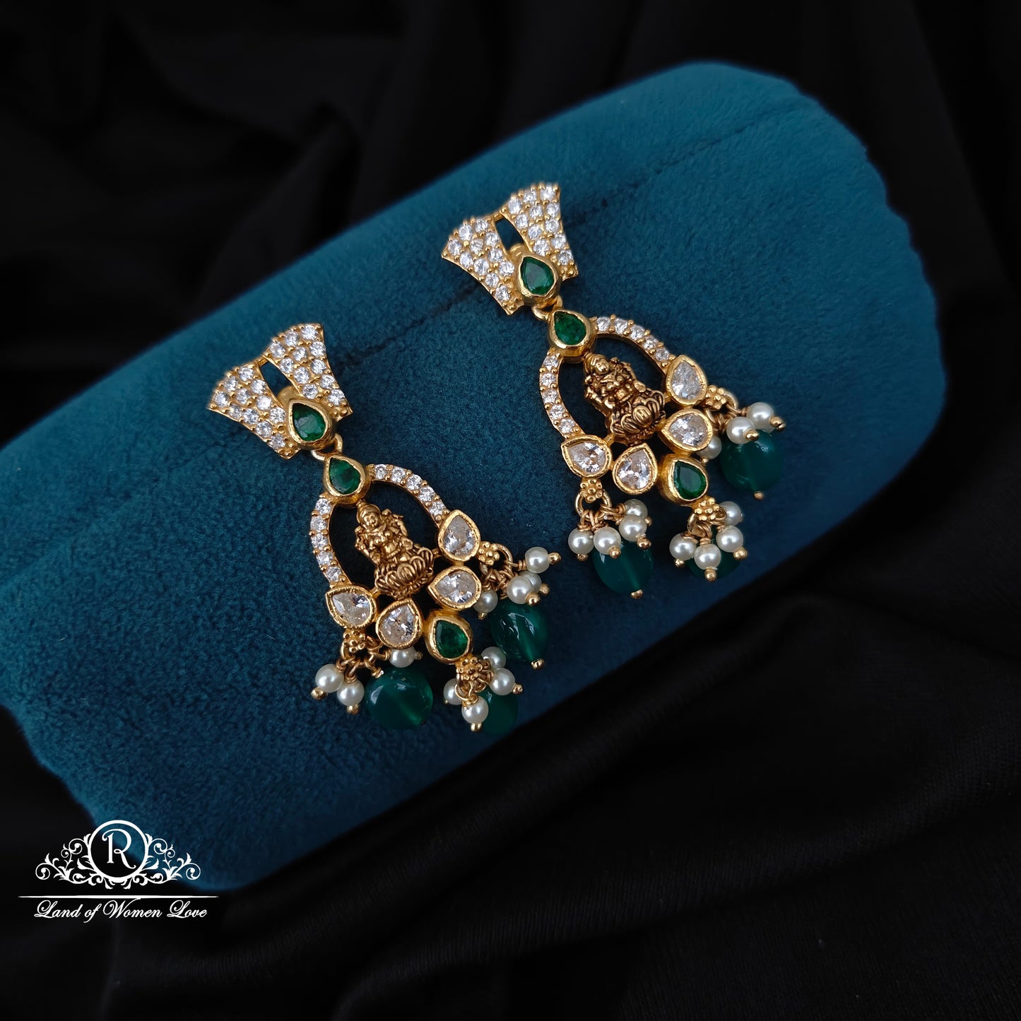 earrings 92.5 silver simple and cute earrings with hangings & lakshmi devi design-rcm373 92.5 silver ramala jewelry / ramala collections