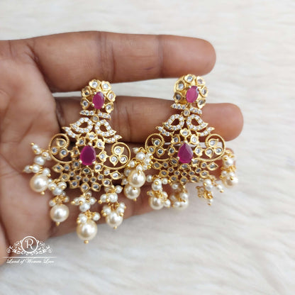 Silver CZ- Locket With Earrings Set-S687,688