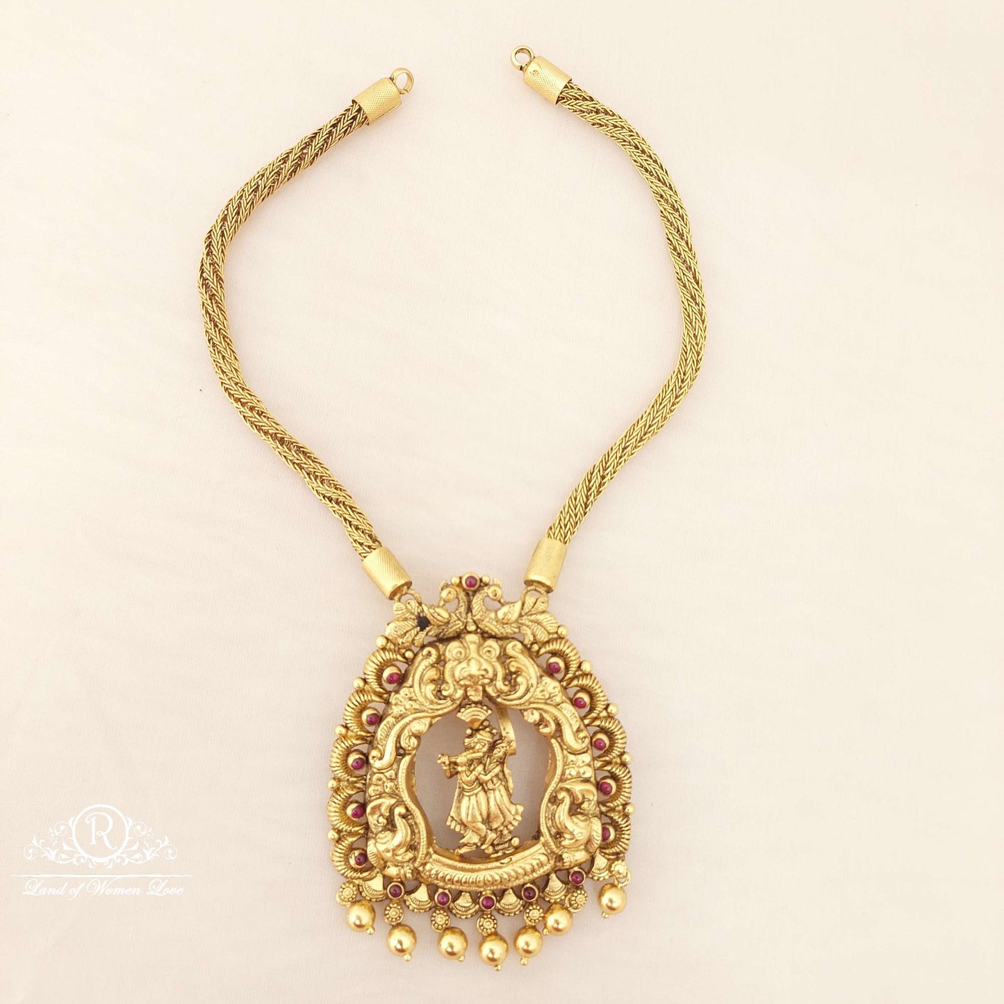 necklace silver with god radha krishna design necklace 92.5 silver ramala jewelry / ramala collections