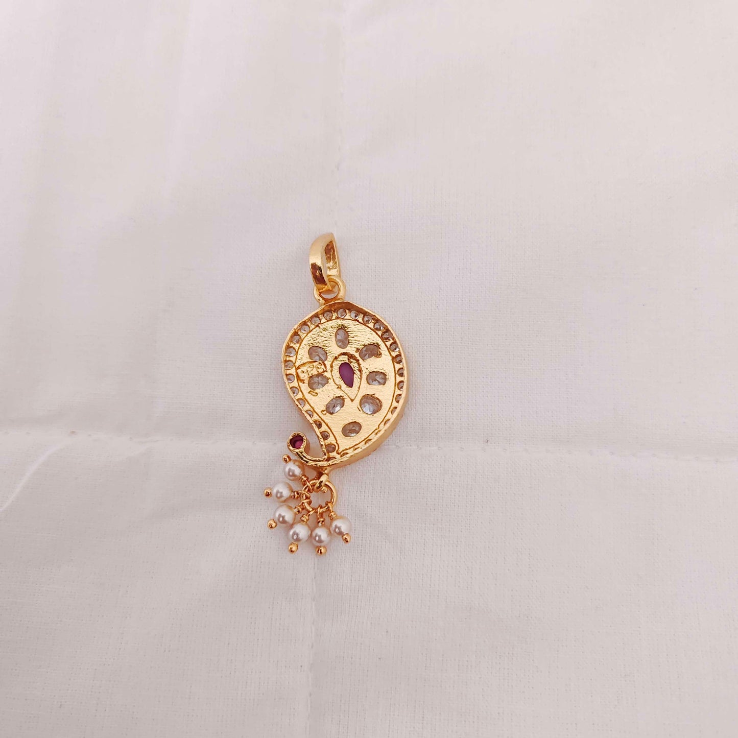 Silver CZ-gold polish pendants -RCJR297