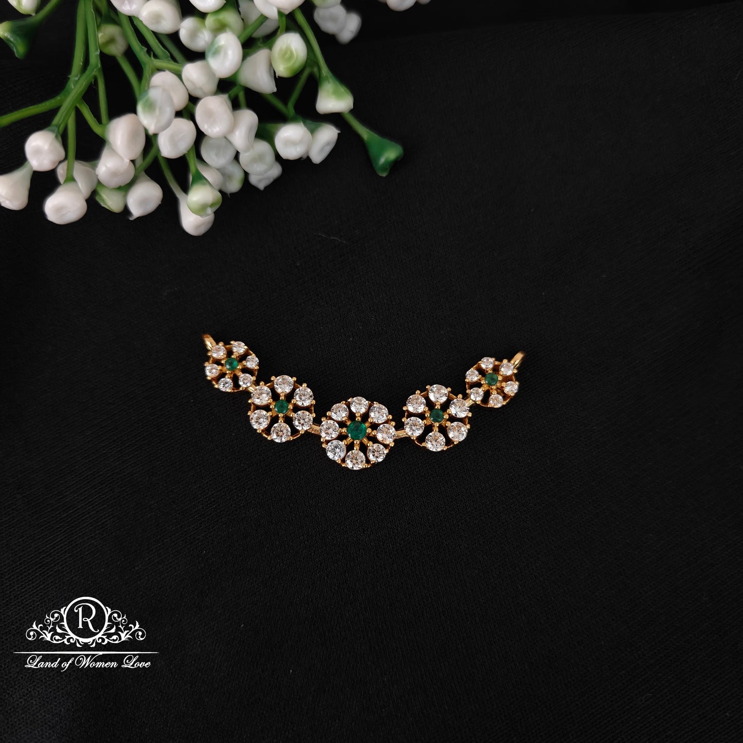 92.5 silver simple and cute green stone mala locket -rcjr983 92.5 silver ramala jewelry / ramala collections