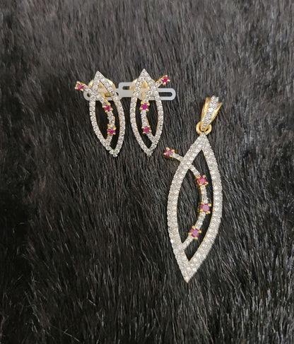 Silver CZ- Earrings With Matching Locket-JR204JR205