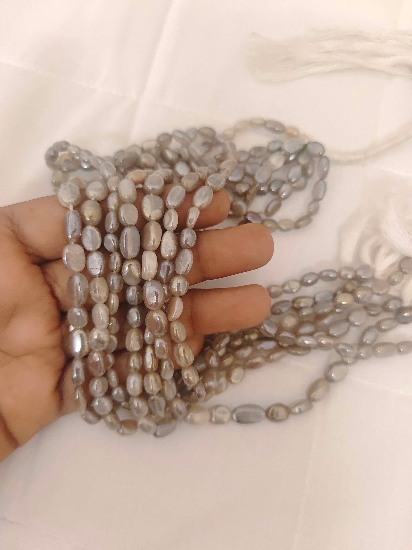 Grey Moonstone Smooth Nuggets Shape Beads-RCMB01