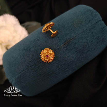 Silver gold polish flower design earrings -RCNS041