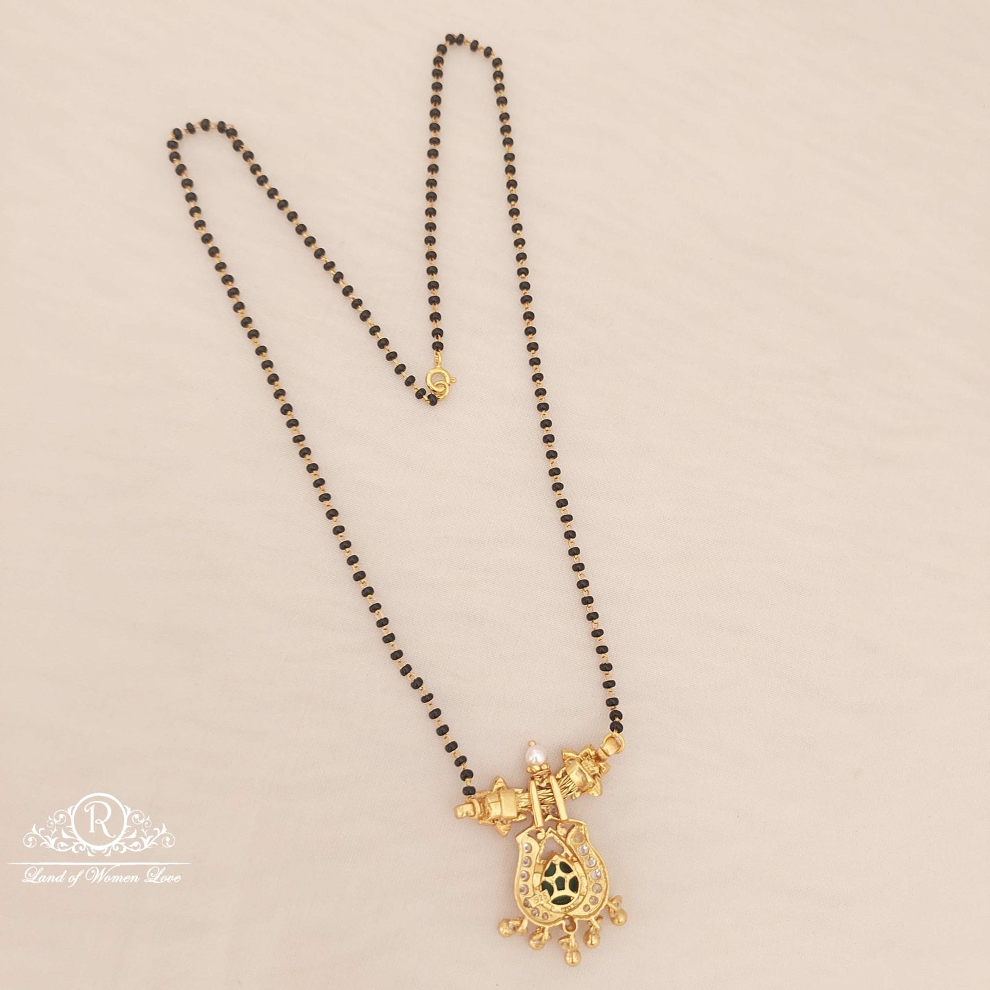 Silver Locket With Black Beads-SA445