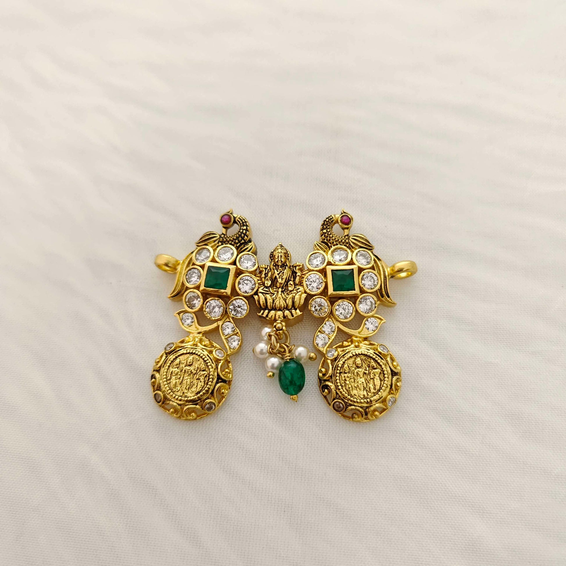 silver lakshmi devi with ramparivar mala locket -rcc123 92.5 silver ramala jewelry / ramala collections