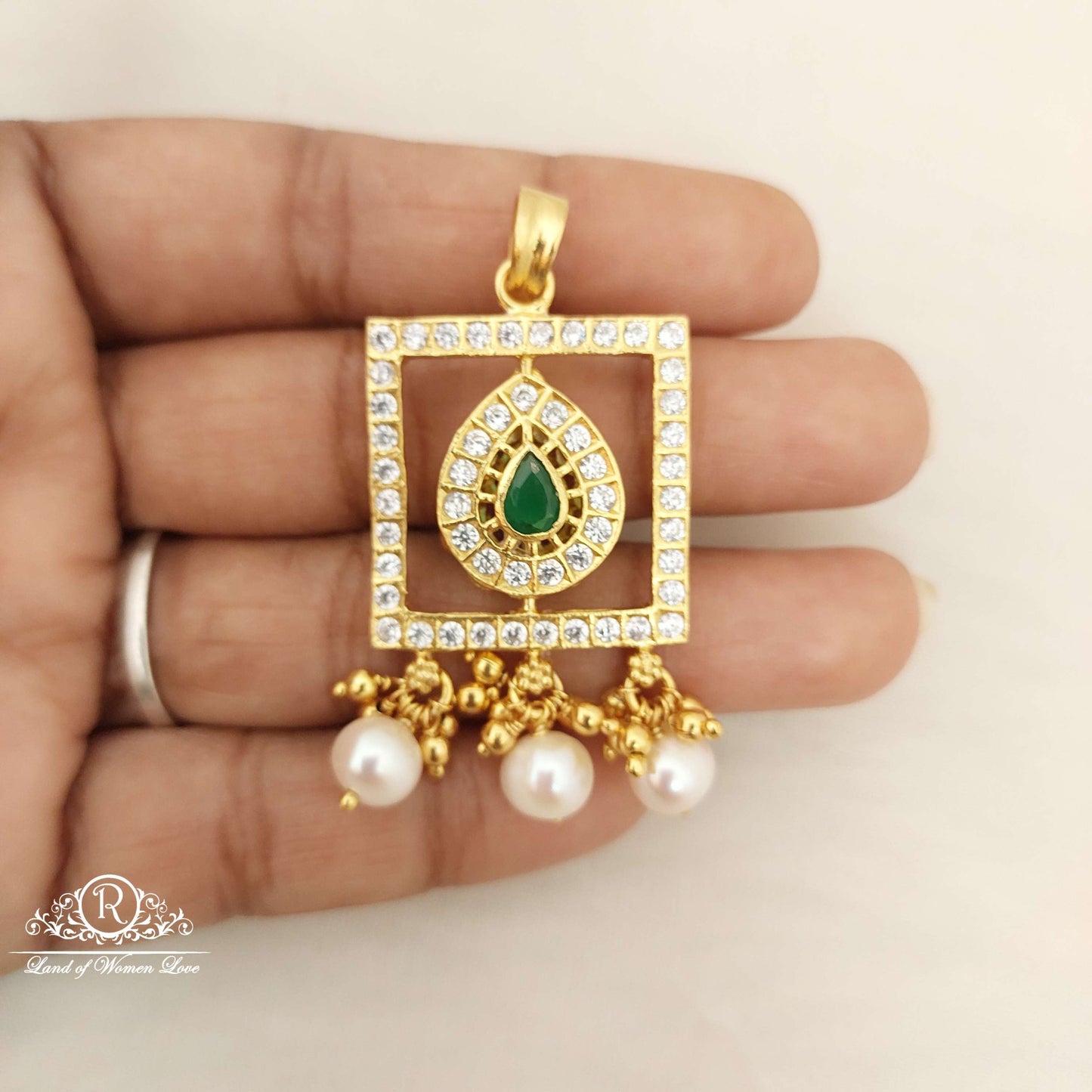 Silver White Stones Double Side Locket-M176