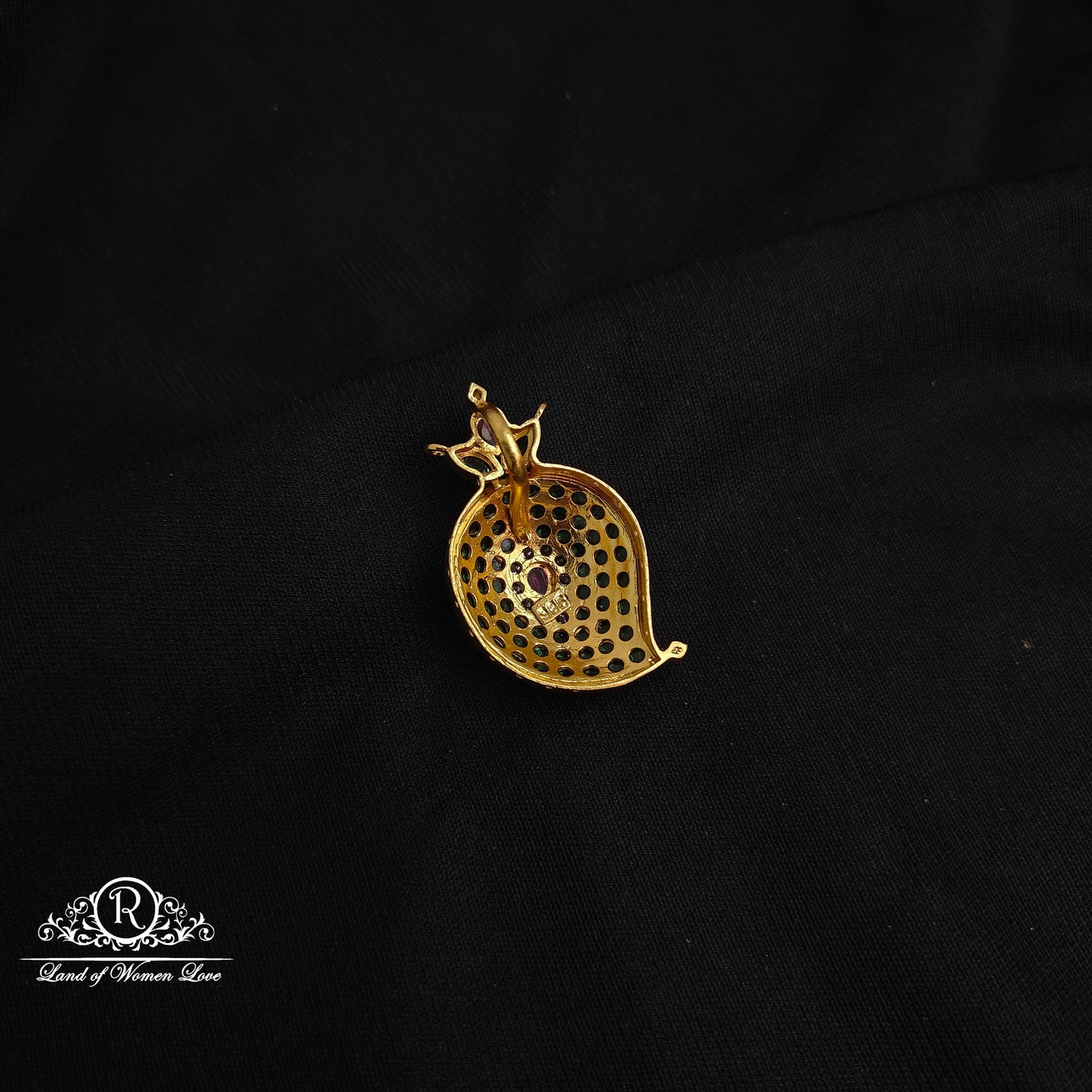 92.5 Silver Mango design Green and Ruby Pendant-RCM1153