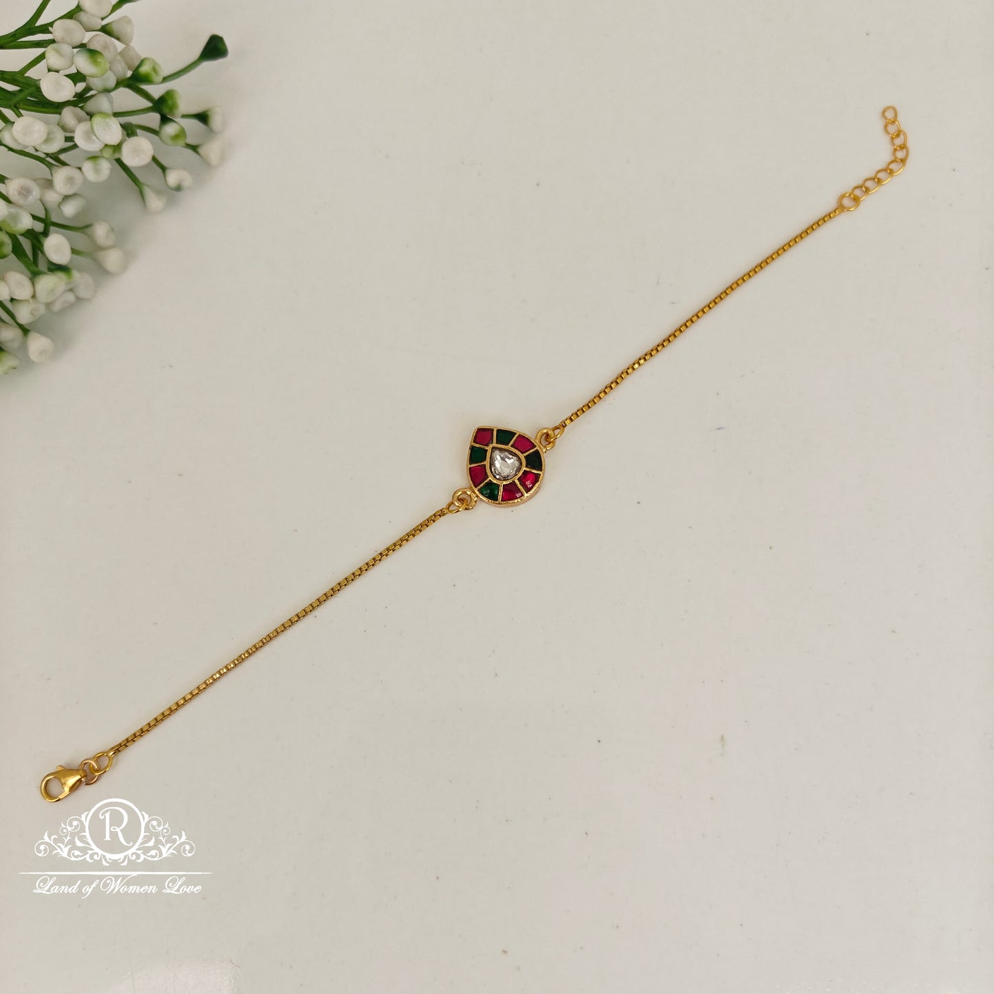 bracelet 92.5 silver simple and cute kundhan bracelet -rcp159 92.5 silver ramala jewelry / ramala collections