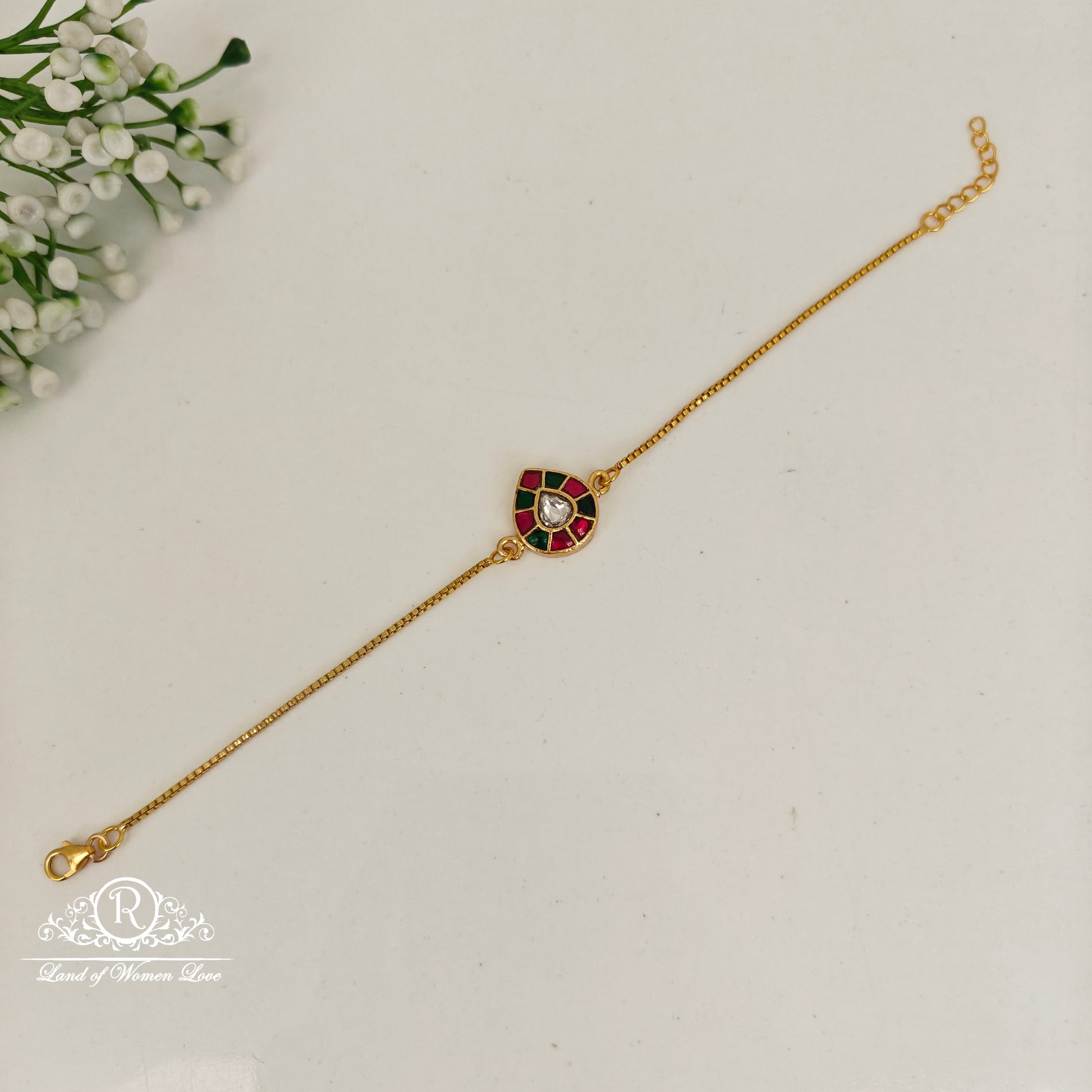 bracelet 92.5 silver simple and cute kundhan bracelet -rcp159 92.5 silver ramala jewelry / ramala collections