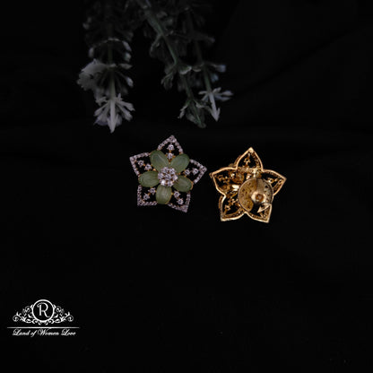 92.5 Silver diamond finishing Amaya beads flower design Earrings-RCDS0135