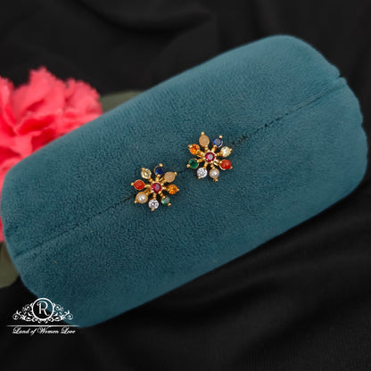 earrings 92.5 silver simple and cute earrings with navaratna stones -rcns063 navaratna 92.5 silver ramala jewelry / ramala collections