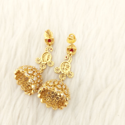 Silver CZ-stone long jhumka-C010