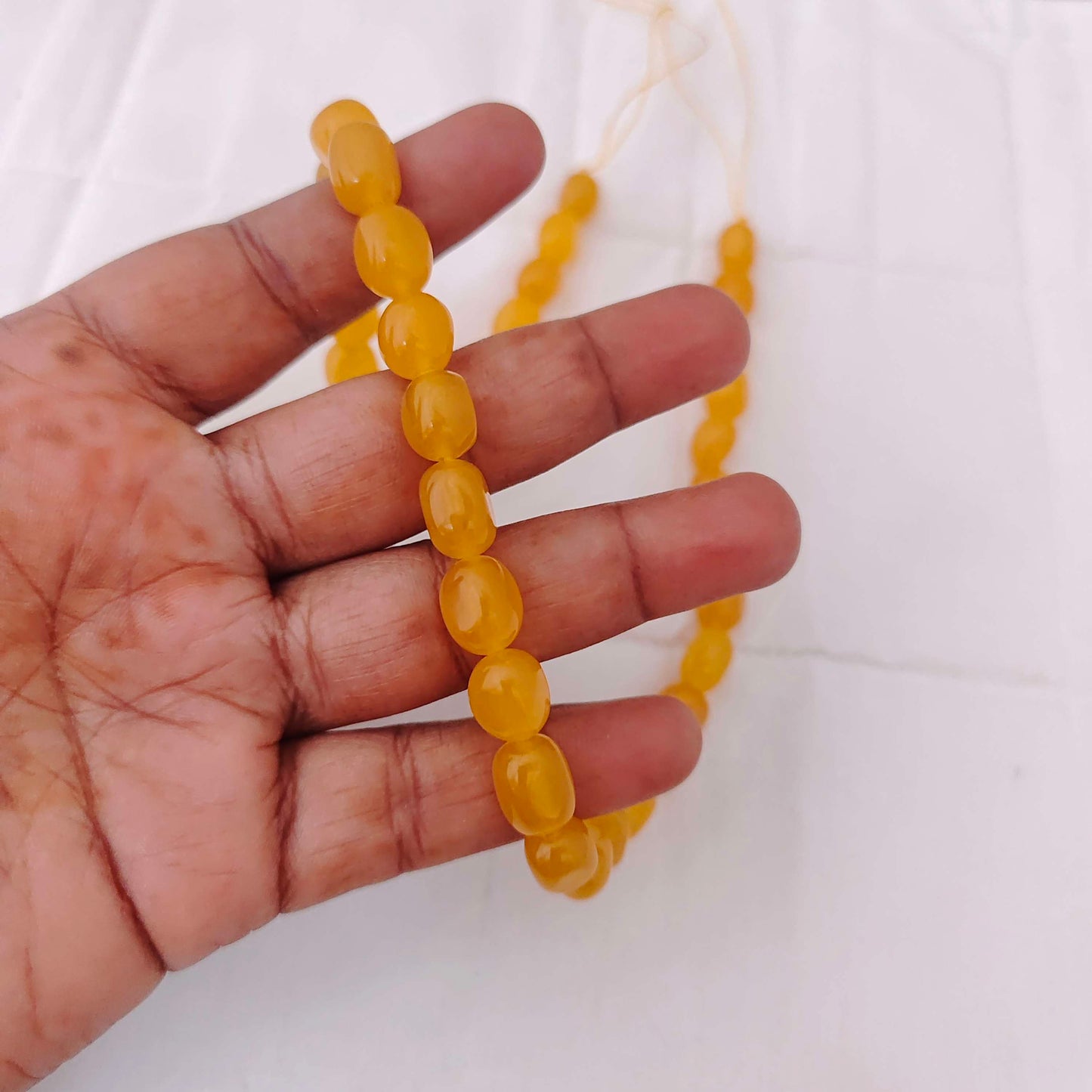 Tumbled yellow gemstone plain hand polished tumble beads-RCMJ12