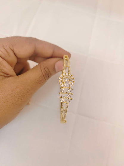 bracelet silver cz-white stones kada bracelet-rces03 cz 92.5 silver ramala jewelry / ramala collections