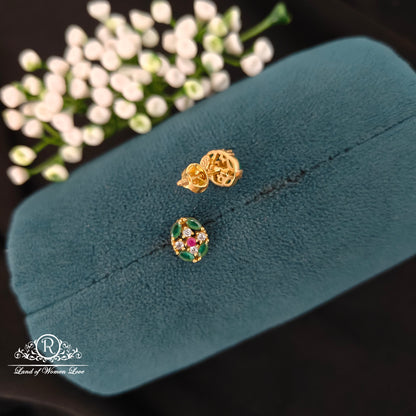 Silver green stone earrings -RCBG090