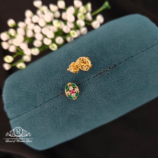 Silver green stone earrings -RCBG090