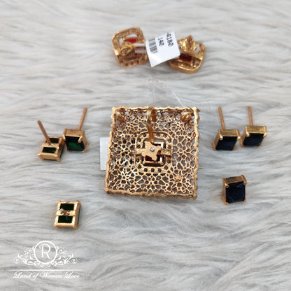 Silver changable locket with earrings - SA466SA418