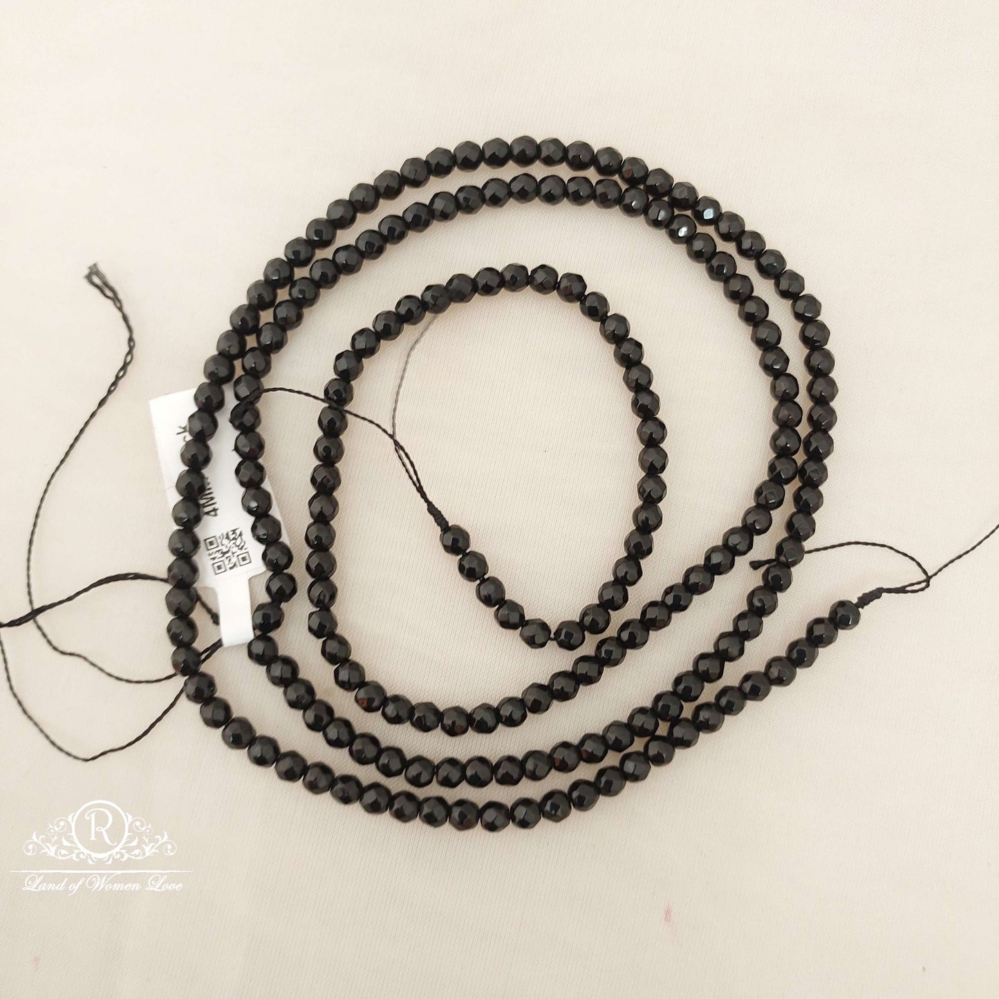 4mm black zaid round beads-mj10-3 92.5 silver ramala jewelry / ramala collections