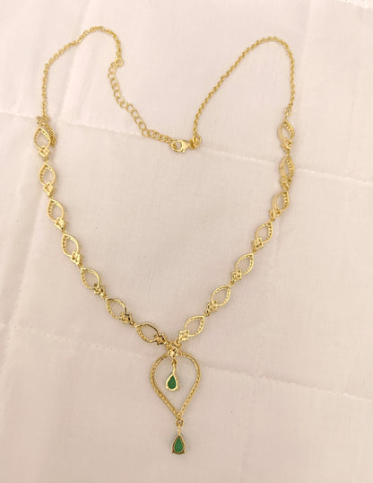 Silver CZ- White Stones Design Necklace-RCES21