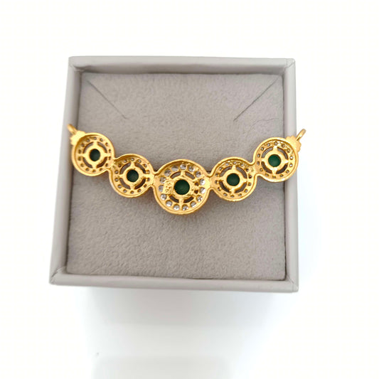 Silver Green Stones Mala Locket-RCM713