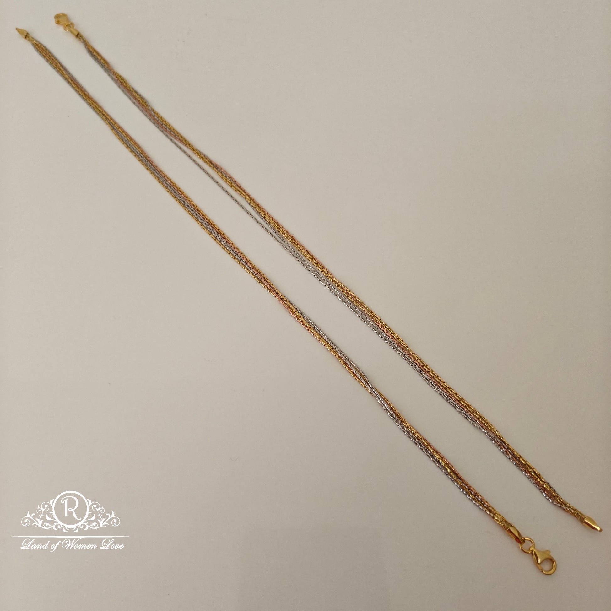 92.5 silver simple and cute 3tone polish anklets -rcvh03 92.5 silver ramala jewelry / ramala collections