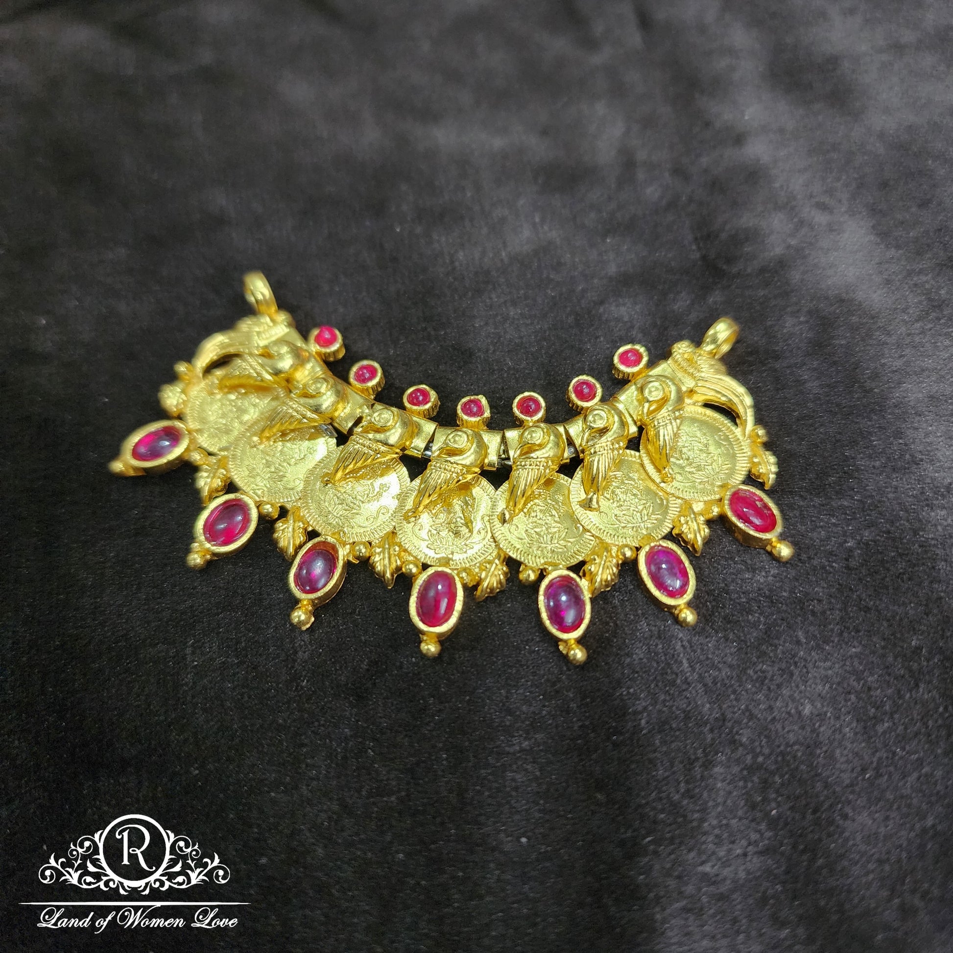 silver kasu locket for beads with gold coating - rchk003 92.5 silver ramala jewelry / ramala collections