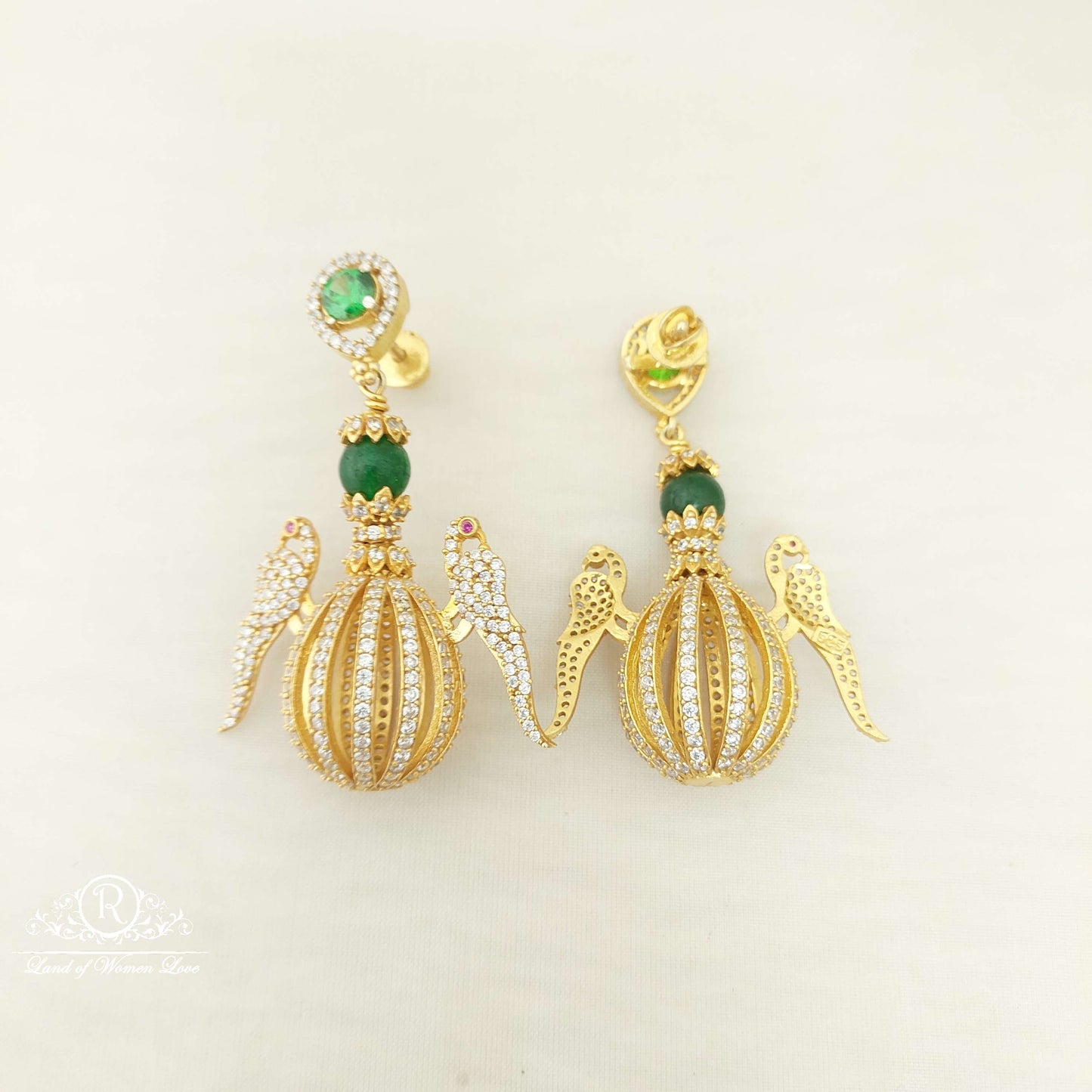 Silver Peacock CZ- Earrings-D015