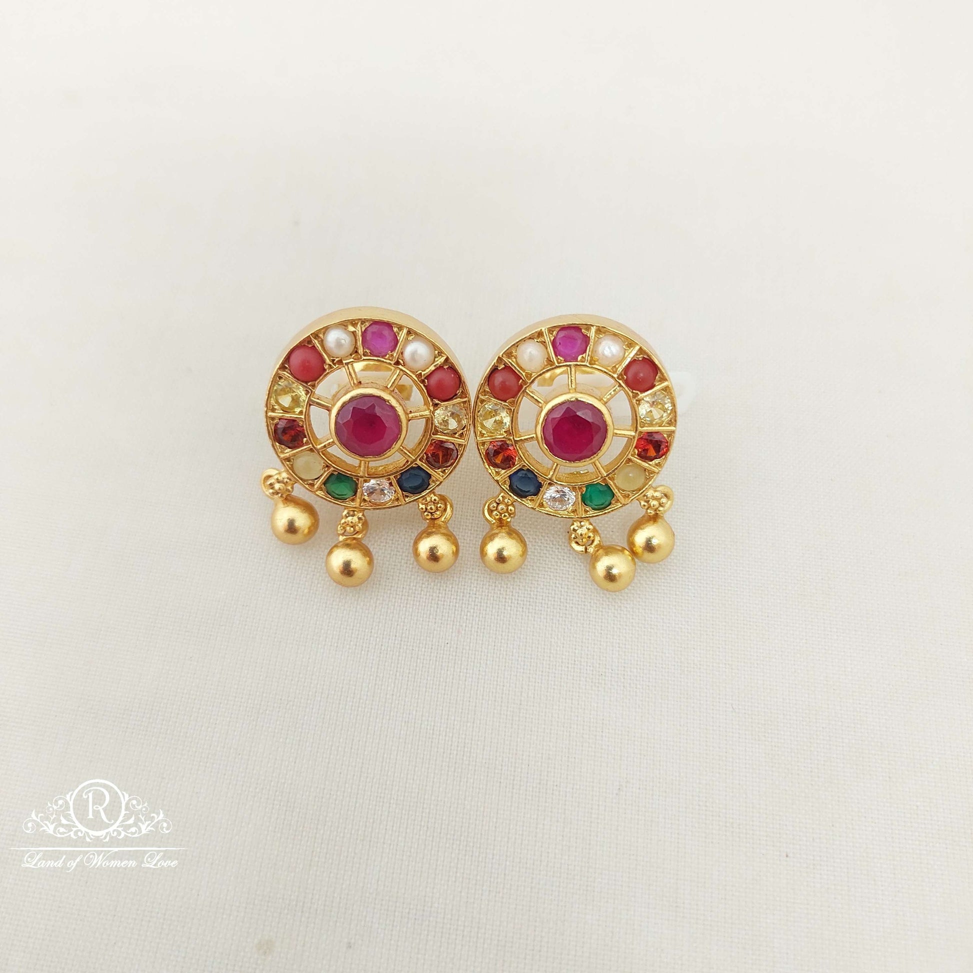 earrings silver navaratna stones earrings-c211 navaratna 92.5 silver ramala jewelry / ramala collections