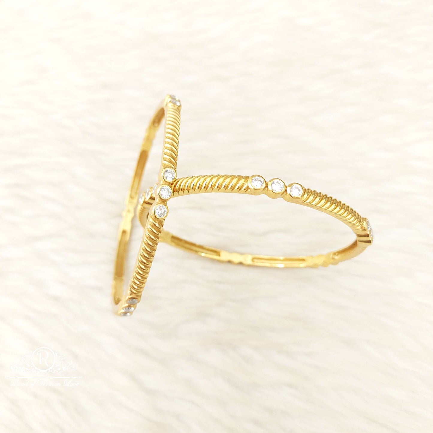 Silver White Stones Bangles-C157